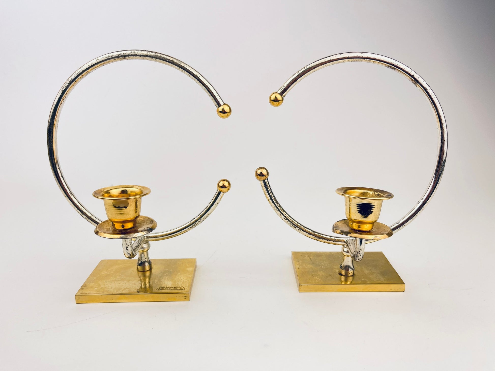 Product image for 'vintage kar shi crescent candle holders gold silver plated jerusalem mcm set of 2' (view 00d2ea)