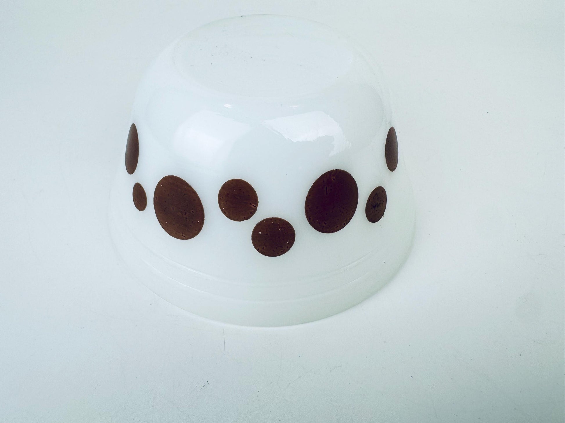 Product image for 'vintage federal heat proof milk glass 5 bowl brown dot pattern made in usa' (view 686e96)