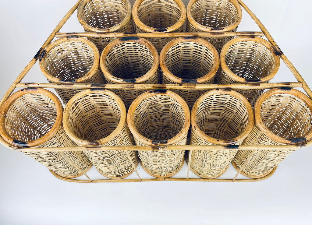 Product image for 'vintage bamboo rattan wine bottle rack twelve 12 bottle capacity' (view 778afa)