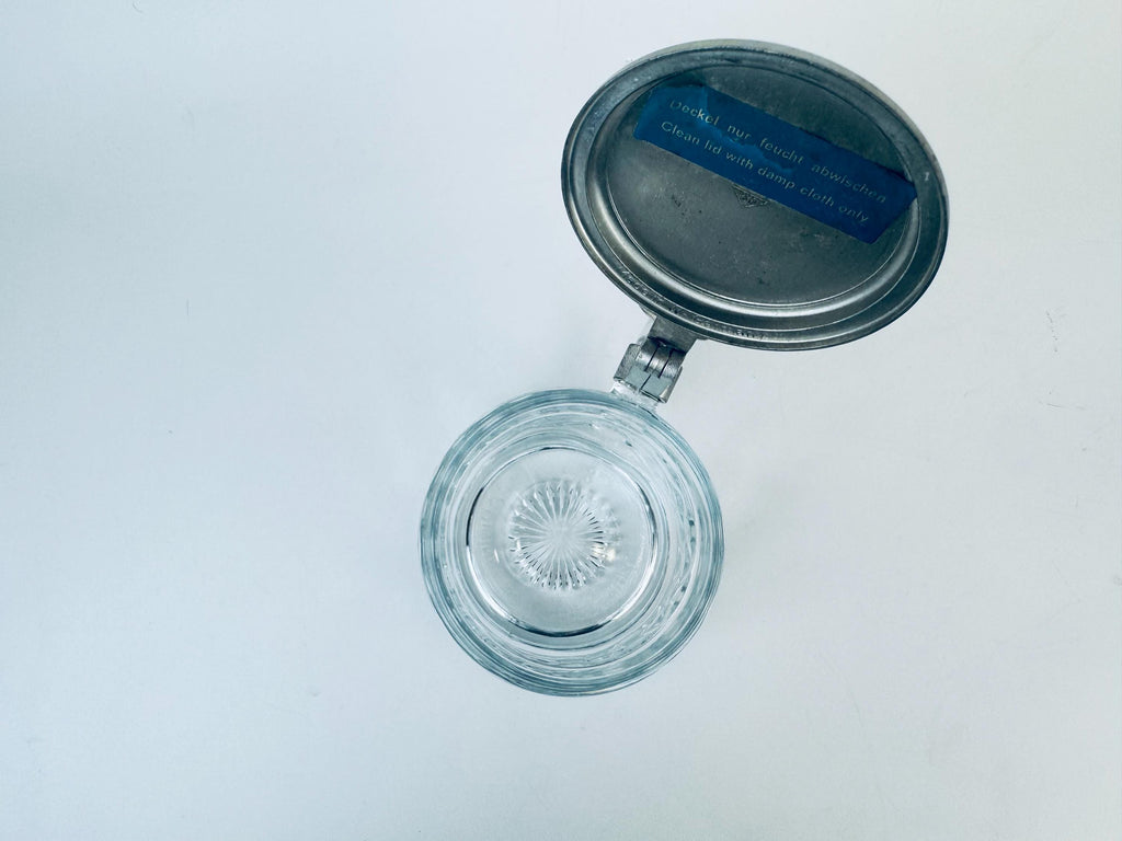 Product image for 'vintage hobnail glass silver lidded beer stein made in western germany' (view 440fe5)