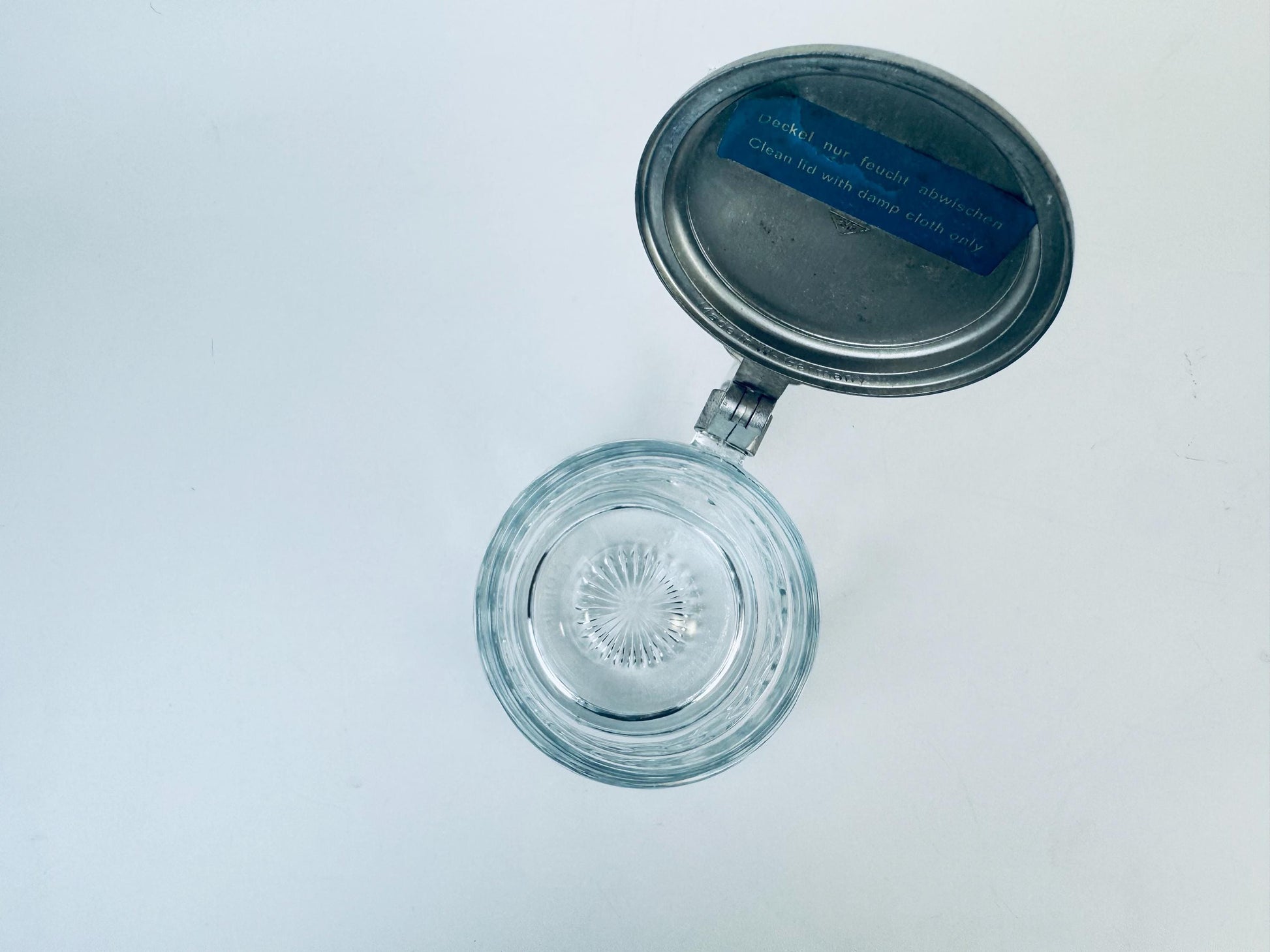 Product image for 'vintage hobnail glass silver lidded beer stein made in western germany' (view 440fe5)