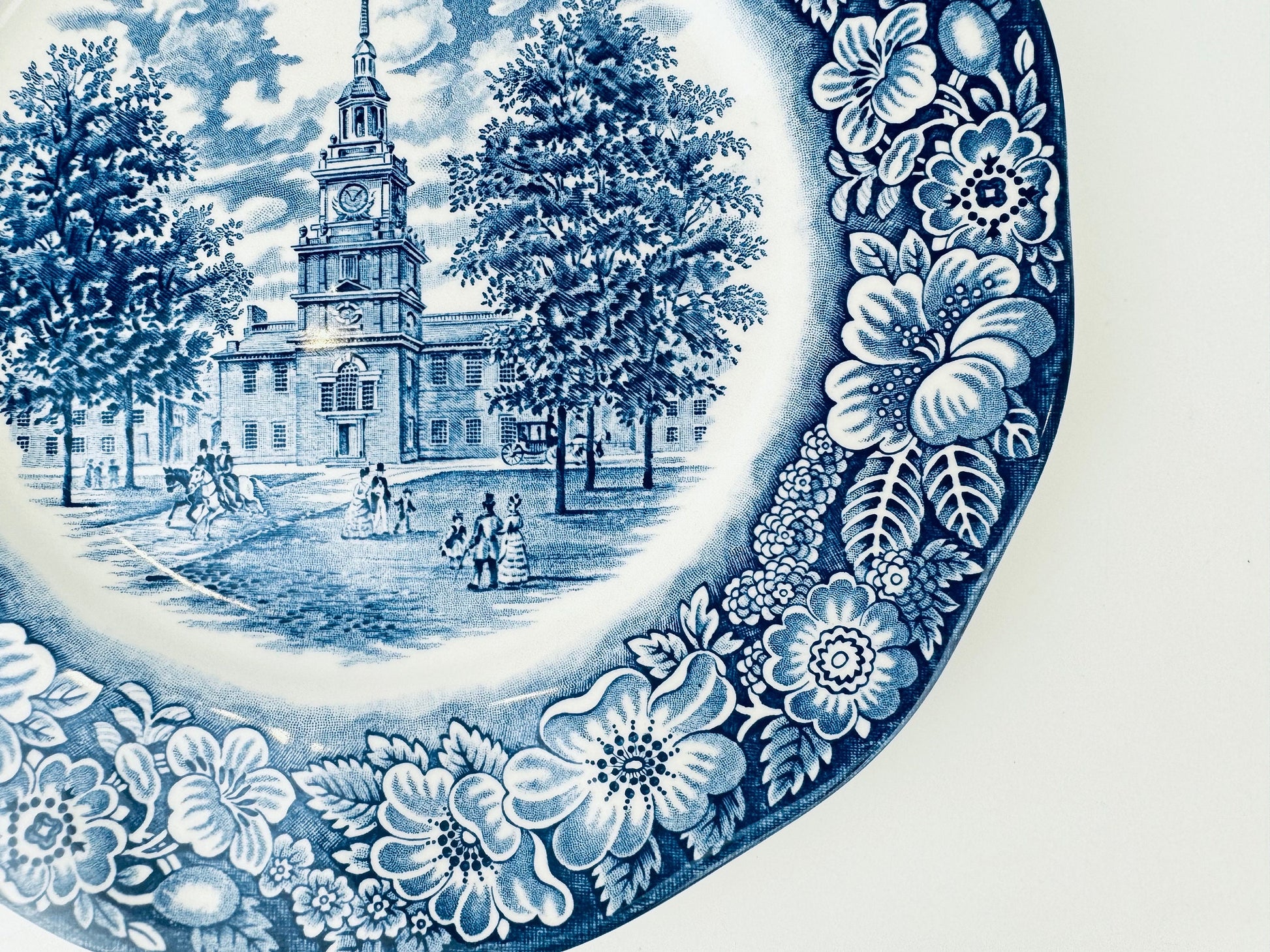 Product image for 'vintage liberty blue staffordshire ironstone 9 75 replacement plates independence hall pattern made in england sold individually' (view 89d93d)