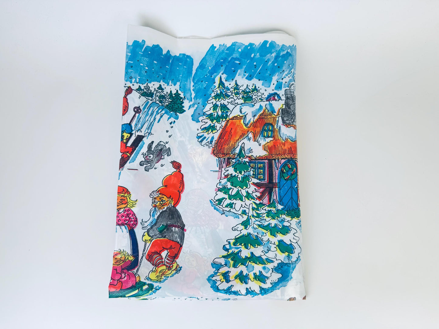 Product image for 'vintage whimsical winter wonderland plastic table cloth nordic folklore christmas kids table' (view efa66a)