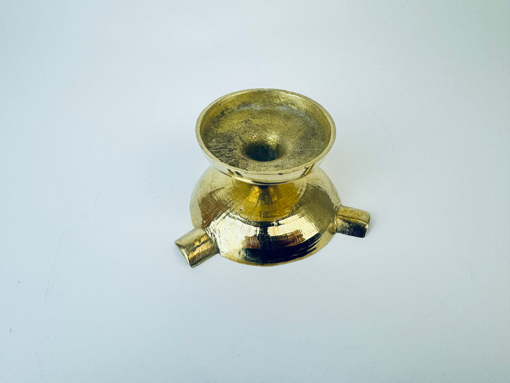 Product image for 'vintage etched brass pedestal ashtray attractive aged metal patina' (view f5bd98)
