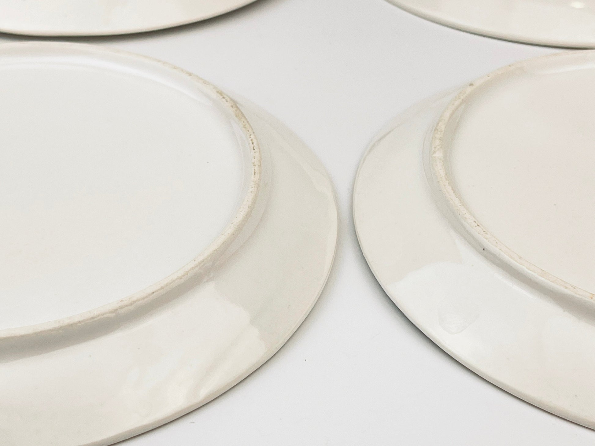 Product image for 'vintage 1970s white glazed ceramic fondue sushi plates set of 4' (view b265cd)