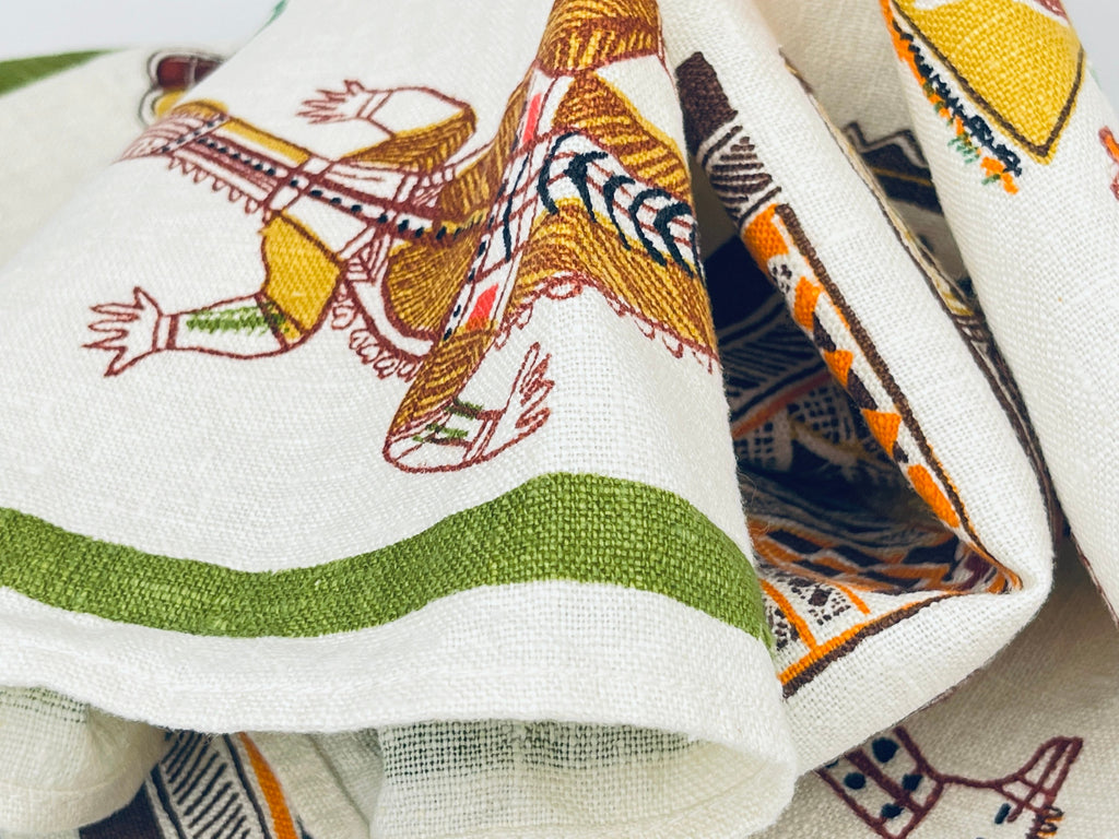Product image for 'vintage australian aboriginal paintings carvings tea towel all pure linen statement towel australian souvenir designed in australia' (view 7992fe)