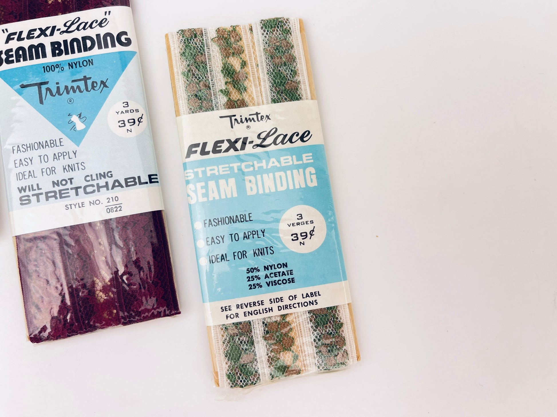 Product image for 'vintage stretchable seam binding floral lace trimtex 3 yards 2 75 meters' (view cd1837)