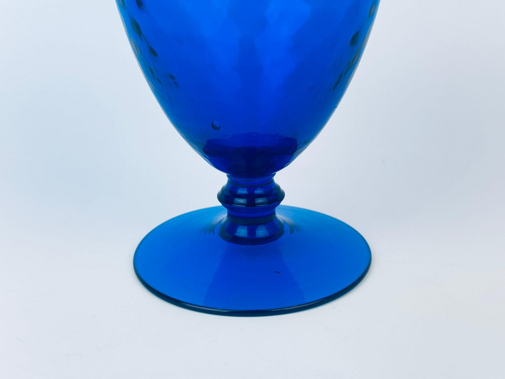 Product image for 'vintage tall italian empoli art glass footed pedestal vase cobalt blue diamond optic design made in italy' (view 85896a)