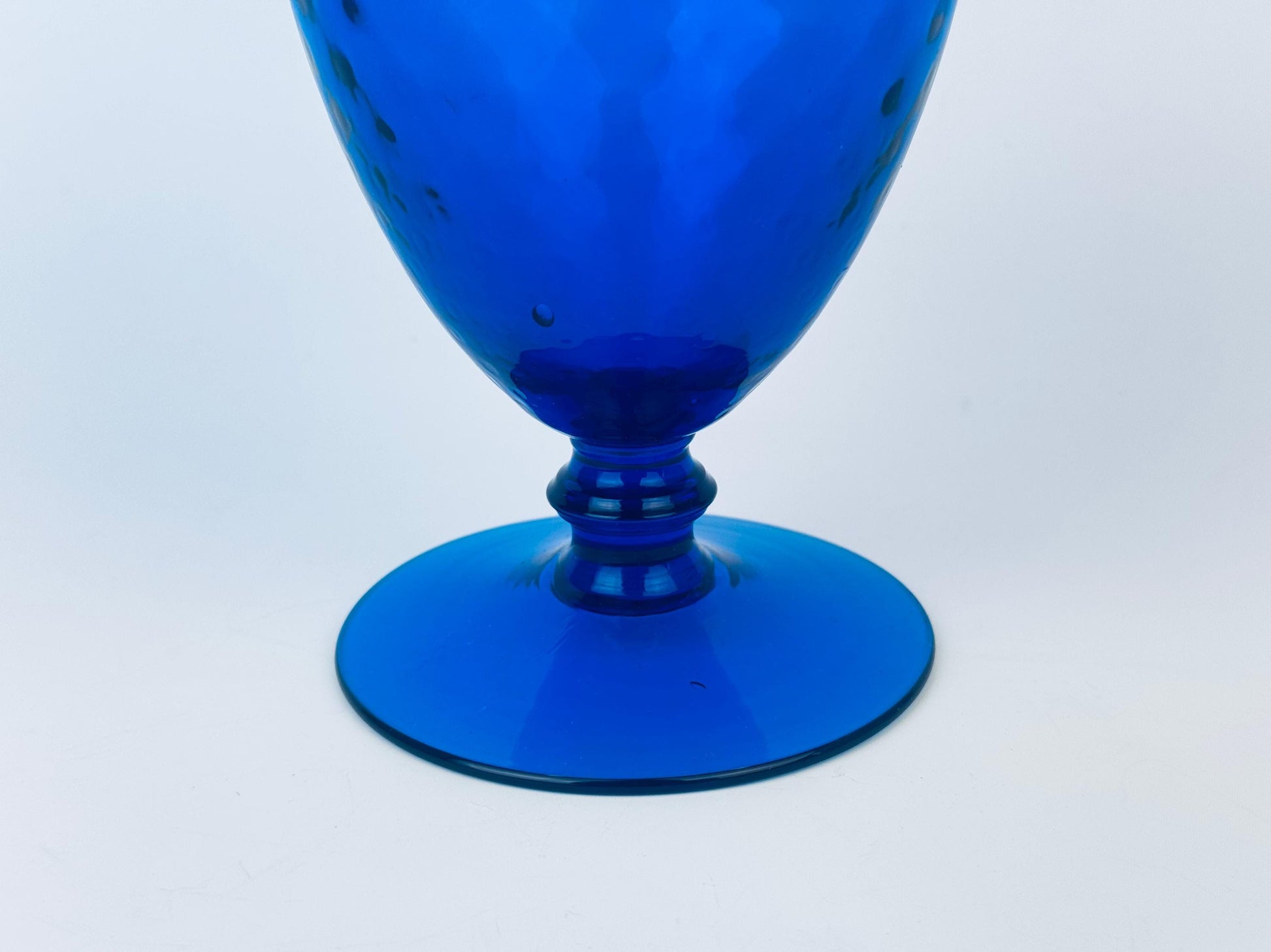 Product image for 'vintage tall italian empoli art glass footed pedestal vase cobalt blue diamond optic design made in italy' (view 85896a)