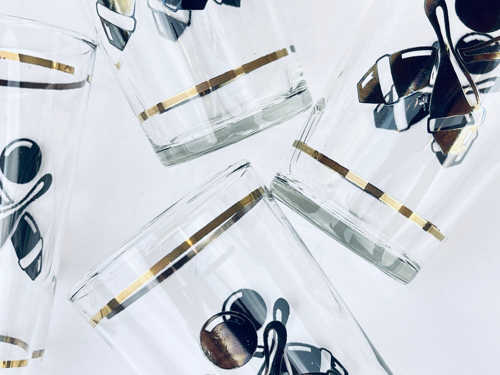Product image for 'vintage federal bowling glasses set of 4 gold black barware' (view 986ac1)