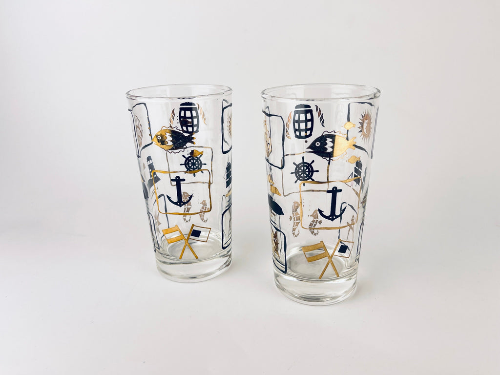 Product image for 'vintage dominion glass nautical pattern highball glasses set of two 2' (view 704ce4)