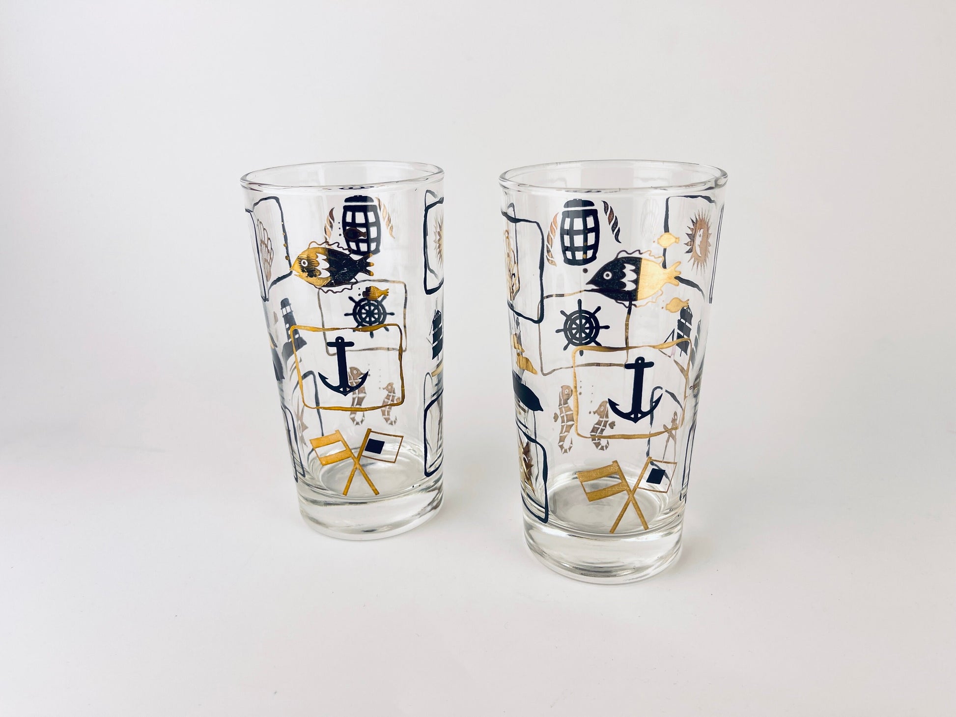 Product image for 'vintage dominion glass nautical pattern highball glasses set of two 2' (view 704ce4)