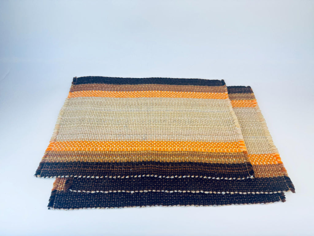 Product image for 'vintage beige brown striped fringe style place mats sets sold separately' (view 15378e)