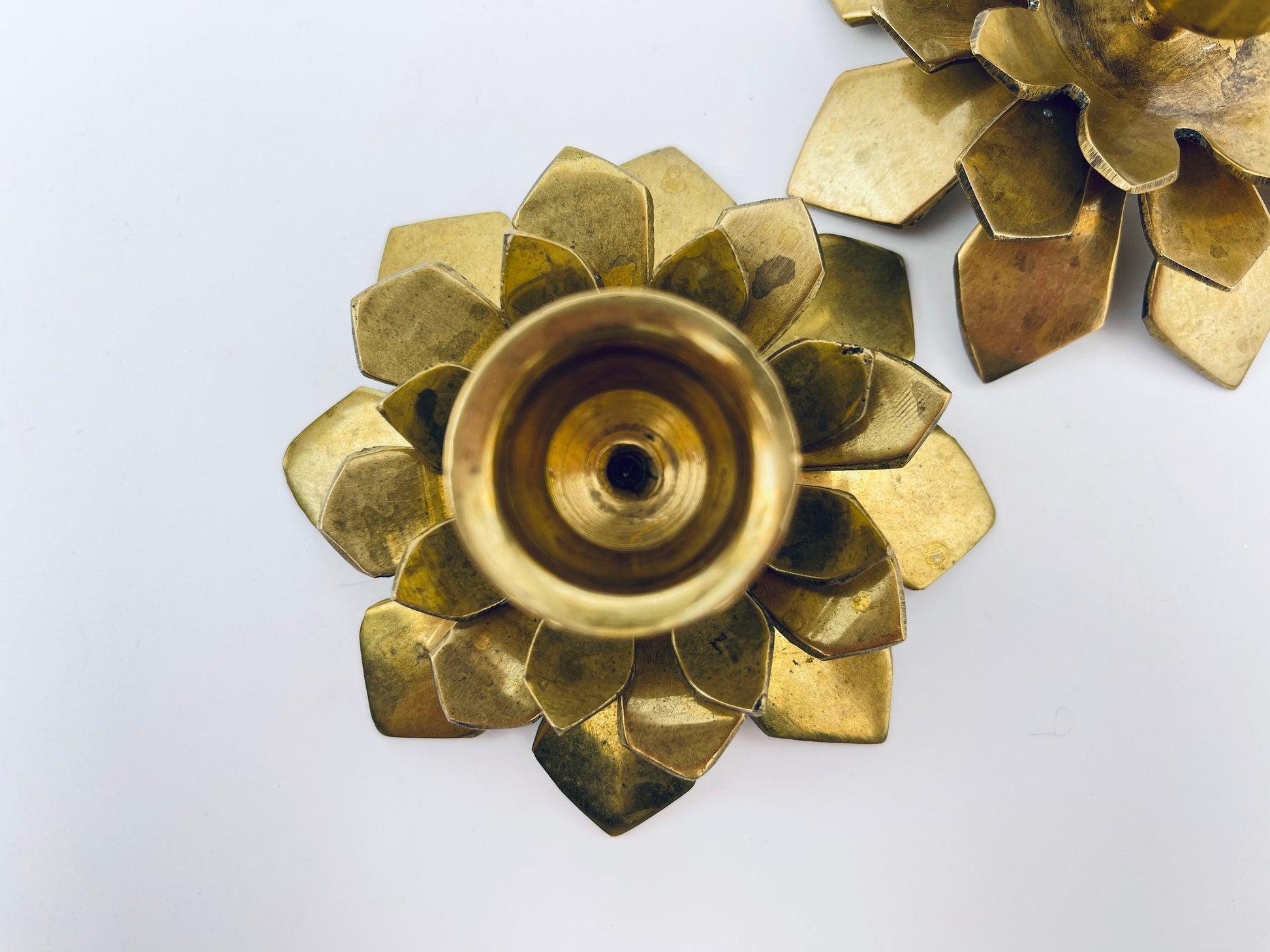 Product image for 'vintage solid brass floral candle holders set of two 2' (view cc63fb)