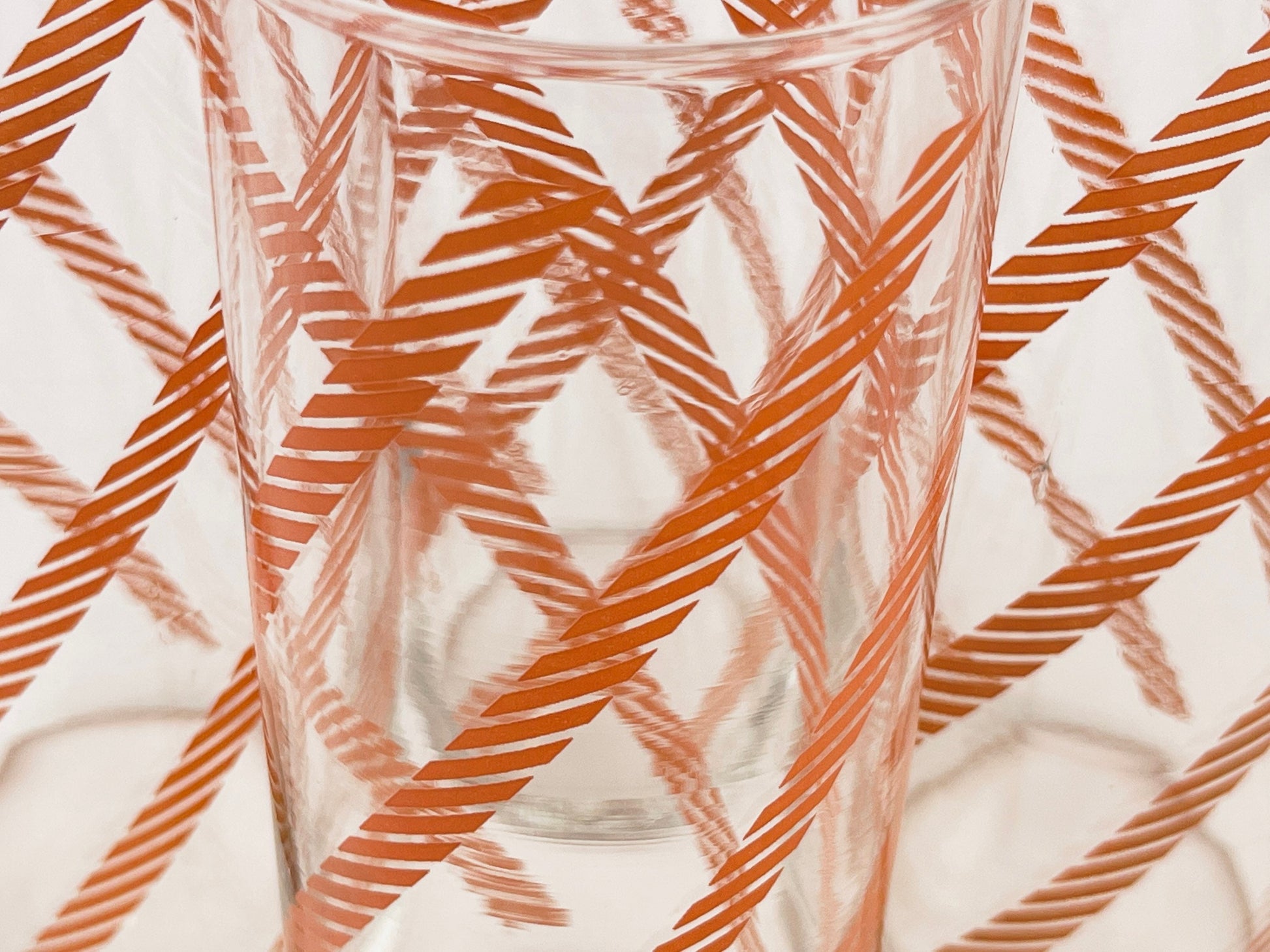 Product image for 'vintage pink chain pattern tall water glasses set of four 4' (view 84437b)