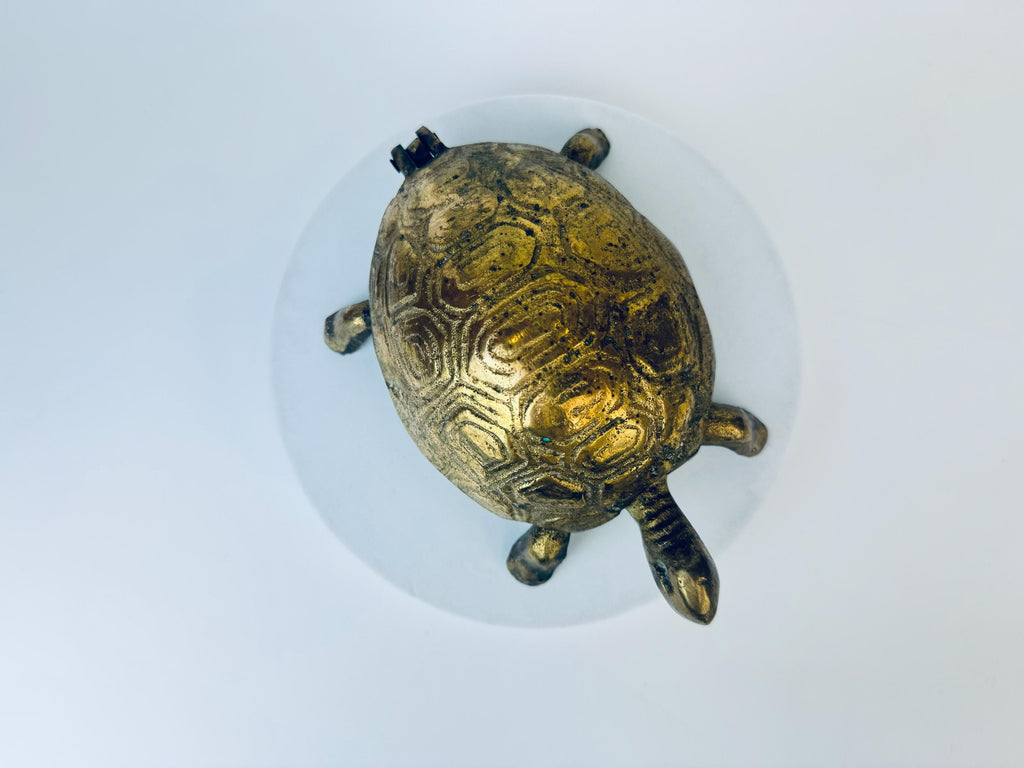 Product image for 'vintage solid brass turtle lidded trinket dish ashtray attractive aged metal patina' (view 16d0da)