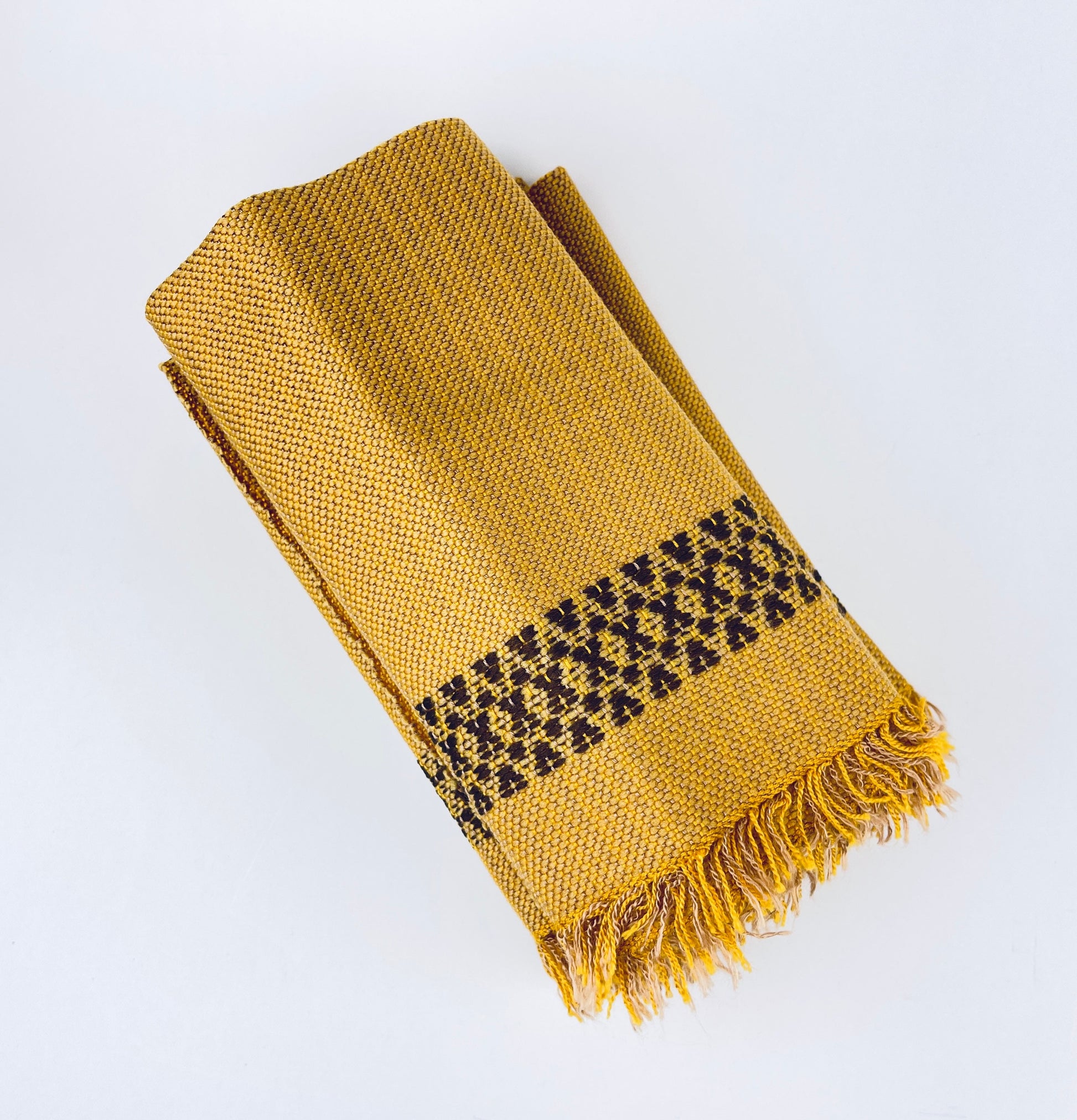 Product image for 'vintage rectangular fringe place mat table linen mustard yellow brown set of four 4' (view f37cc6)