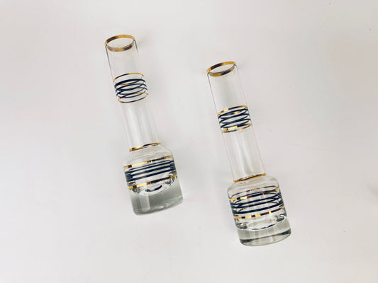 Product image for 'vintage gold black striped small bud glass vases set of two 2' (view 8fd5af)