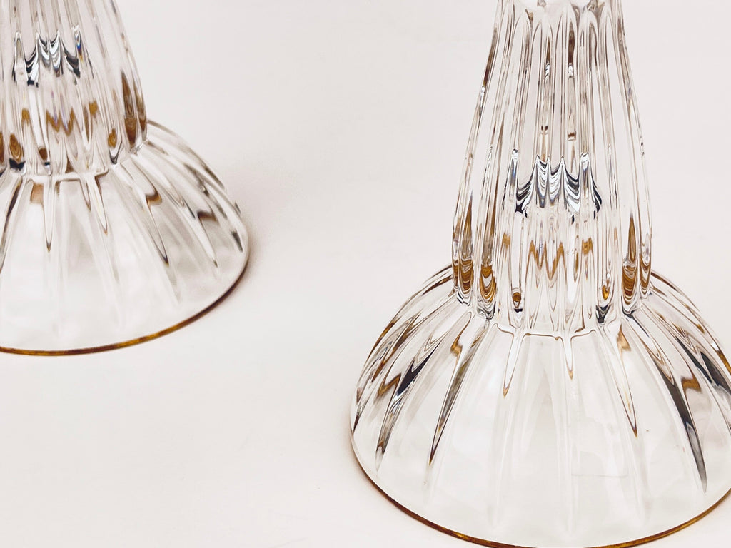 Product image for 'vintage crystal gold rimmed candlestick holders set of 2' (view bc11b0)