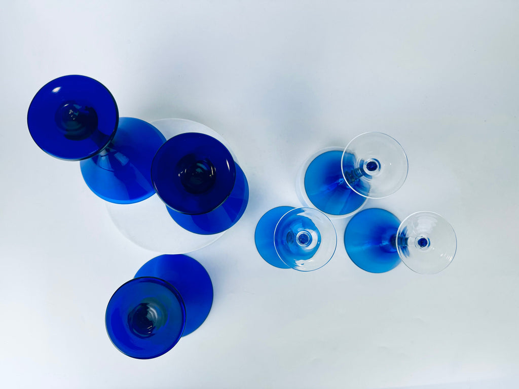 Product image for 'vintage blue martini glasses set of three 3 sets sold separately' (view 61a0b2)