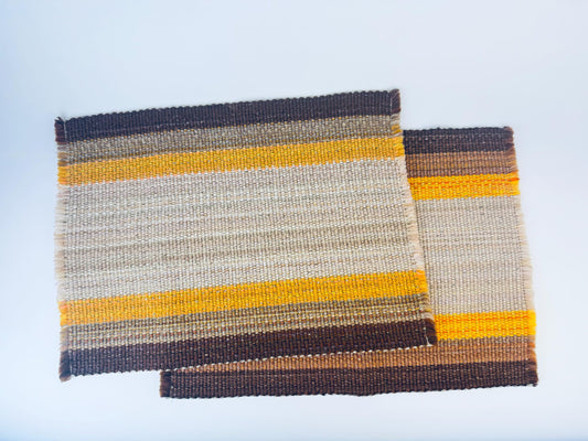Product image for 'vintage beige brown striped fringe style place mats sets sold separately' (view b183c7)
