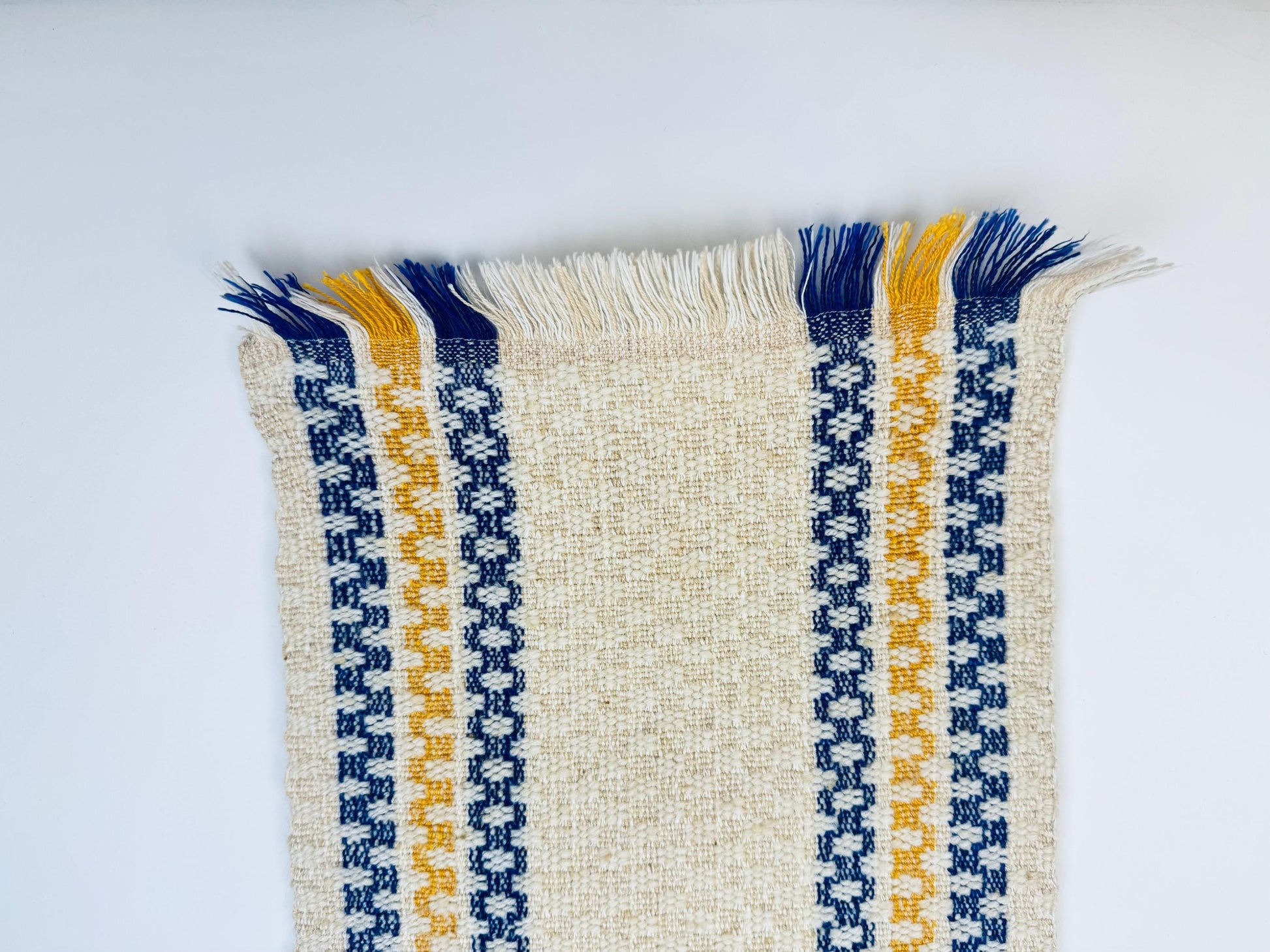 Product image for 'vintage nordic fringe table runner blue gold beige' (view 2b1c1c)