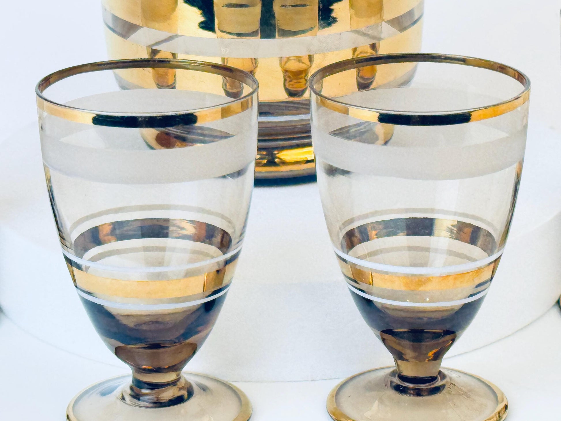 Product image for 'vintage black gold striped barware set glass decanter four 4 small goblet glasses bohemia crystal' (view 217fdb)