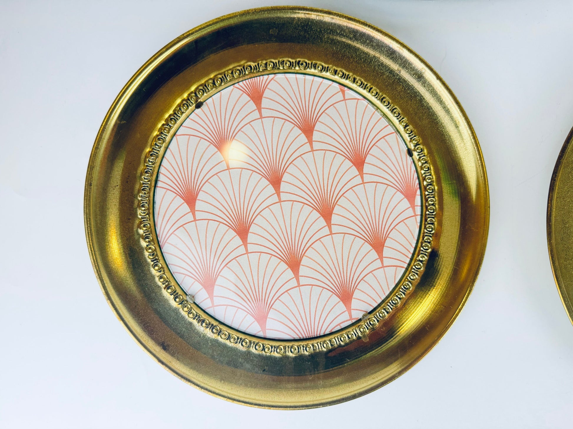 Product image for 'vintage circular brass wall frame 5 x 5 attractive aged patina made in england sold separately' (view e3ab72)