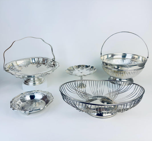 Product image for 'antique silver bowls baskets vintage silver home decor sold separately' (view 14f3c0)