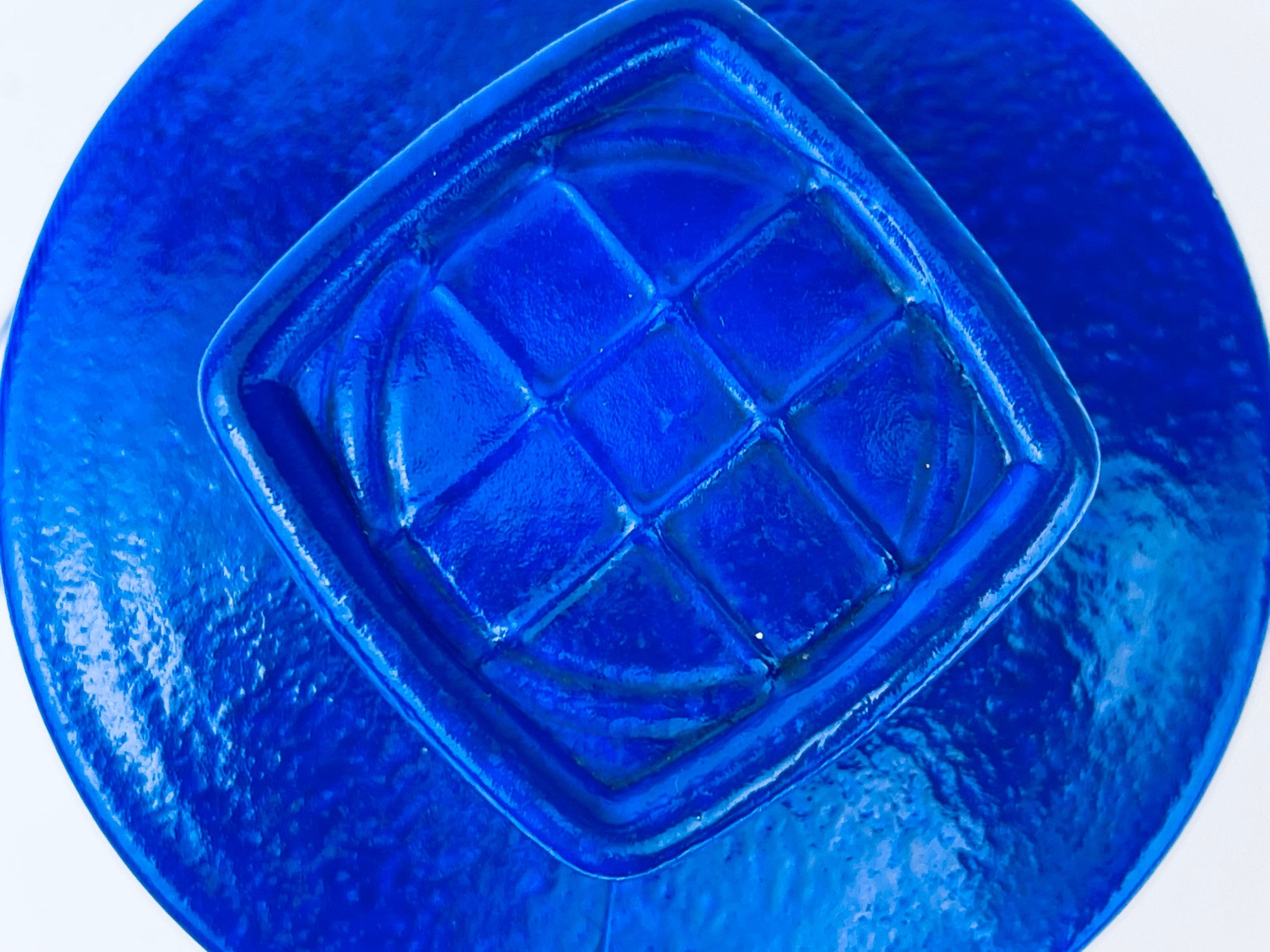 Product image for 'vintage 1980s blue striped glass jar with waffle lid airtight retro kitchen storage' (view 9f7463)