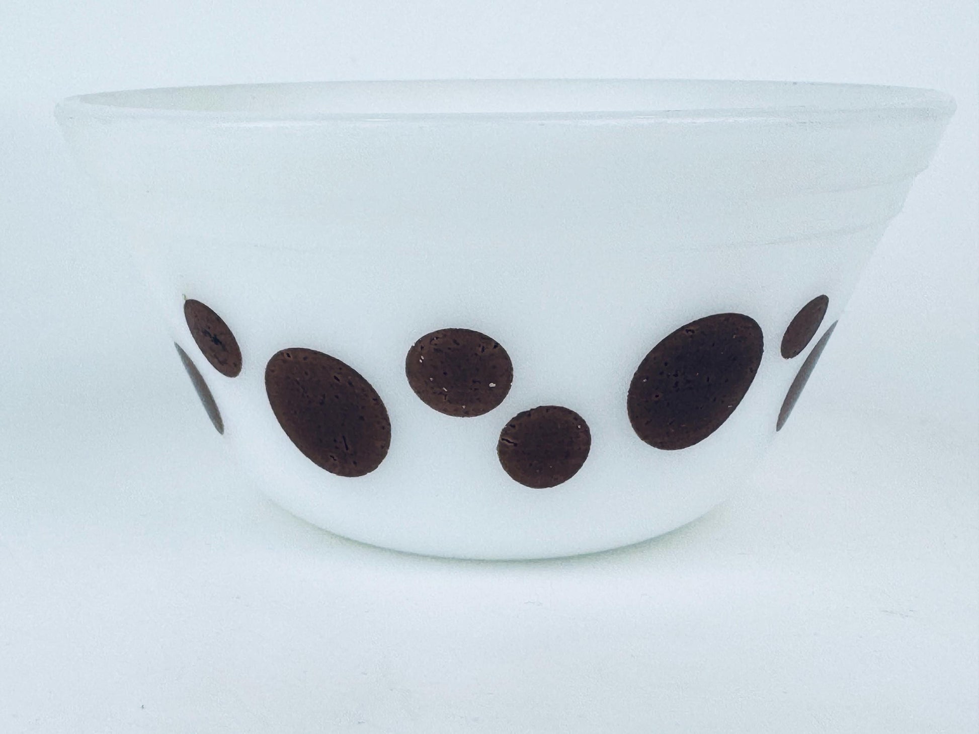 Product image for 'vintage federal heat proof milk glass 5 bowl brown dot pattern made in usa' (view e22ed5)