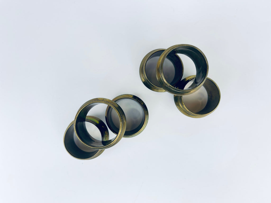 Product image for 'vintage brass ribbed napkin ring holders set of six 6 attractive aged patina' (view 96cfaa)
