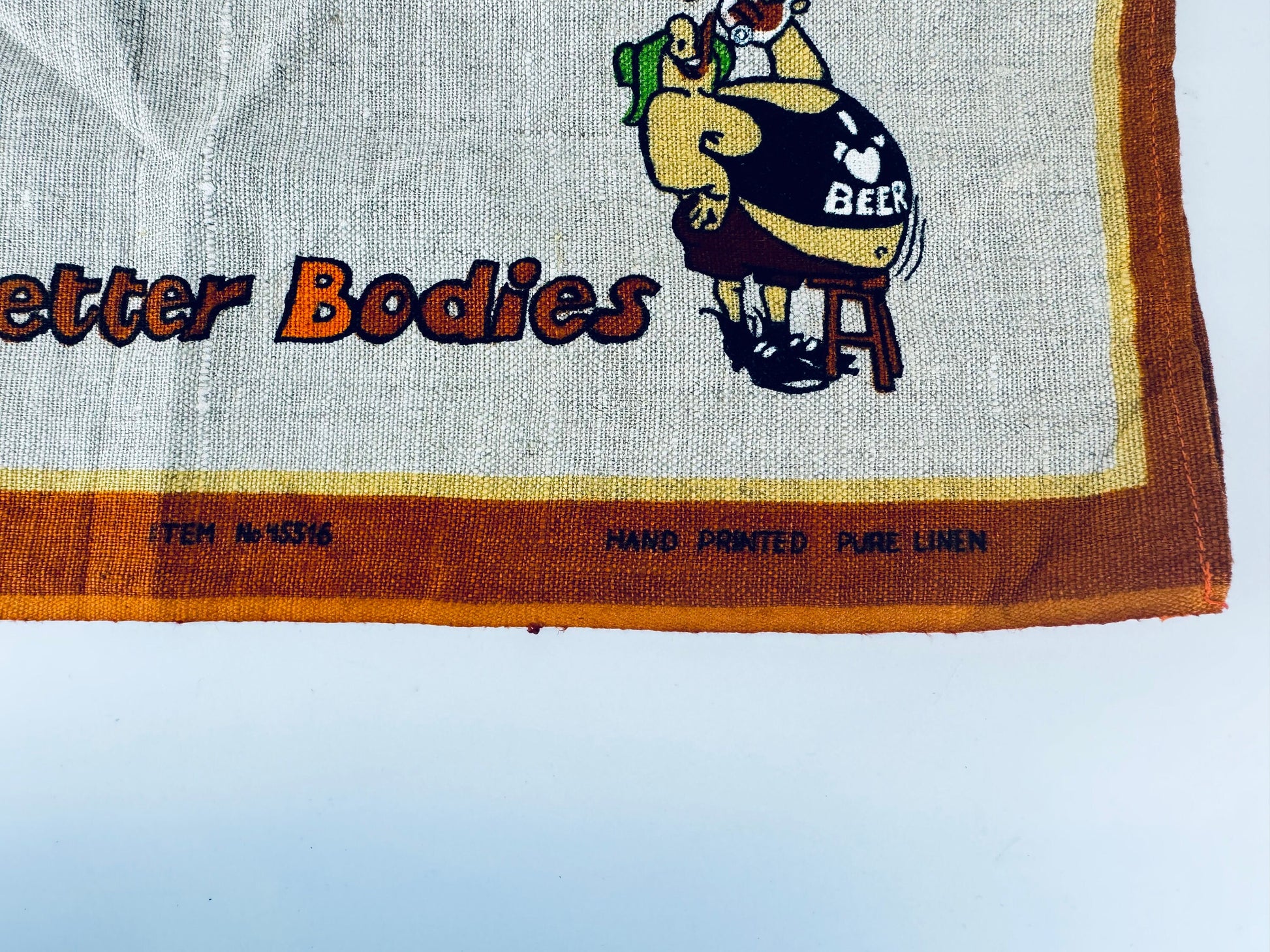 Product image for 'vintage australian handprinted linen tea towel beer builds better bodies australian barware souvenir' (view 970ac4)