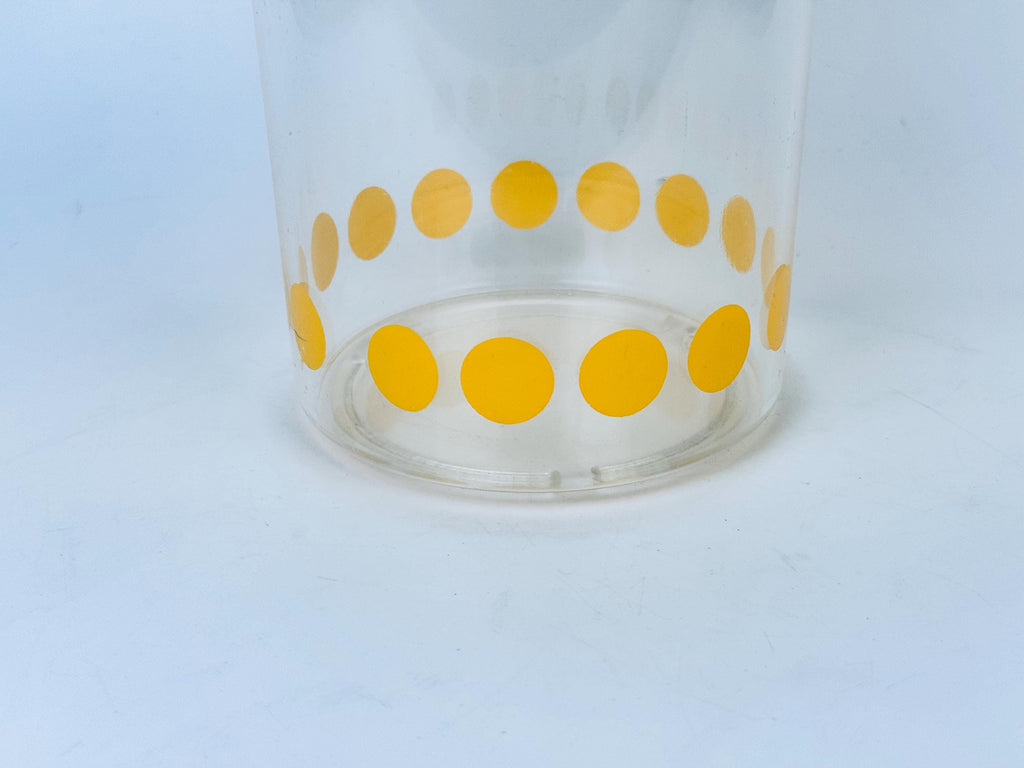 Product image for 'vintage mcm danish yellow polka dot plastic countertop canister made in denmark by garant plast' (view 68d72c)