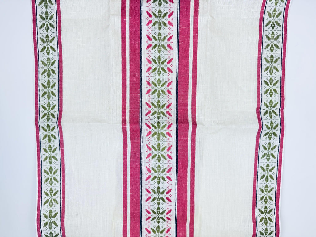 Product image for 'vintage czechoslovakian linen tea towel pink stripes folk motif' (view 8e5953)