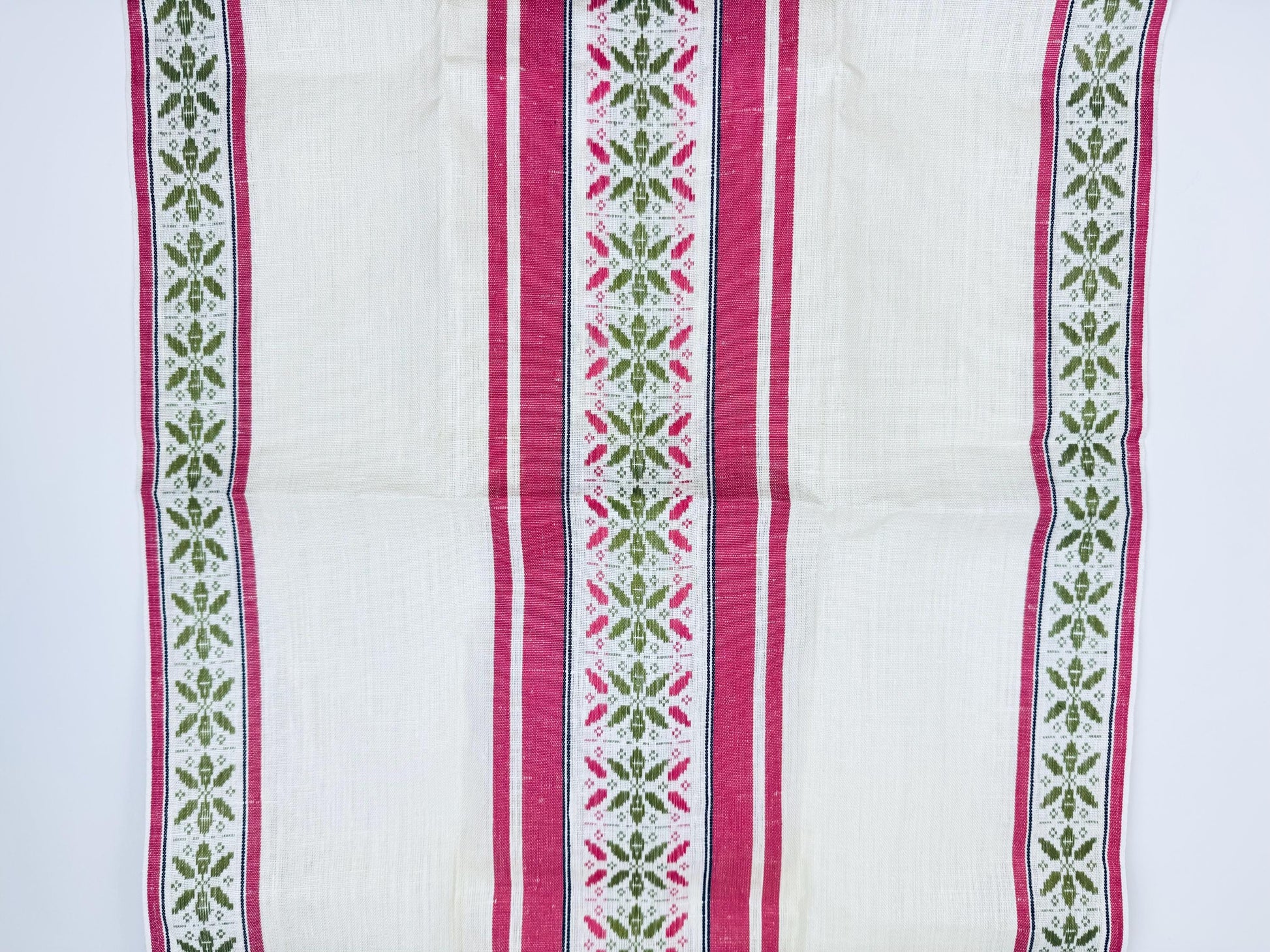 Product image for 'vintage czechoslovakian linen tea towel pink stripes folk motif' (view 8e5953)