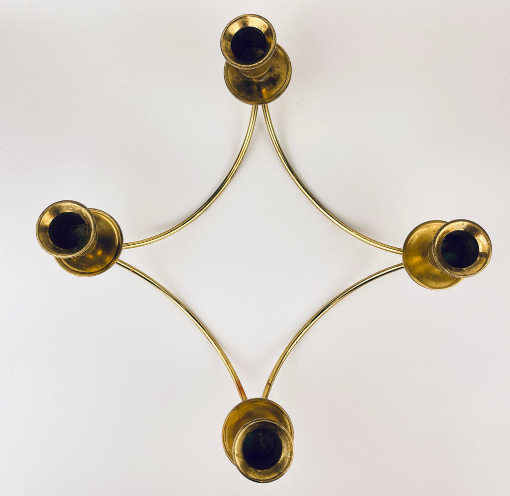 Product image for 'vintage solid brass 4 arm candlestick holder' (view c9eac5)