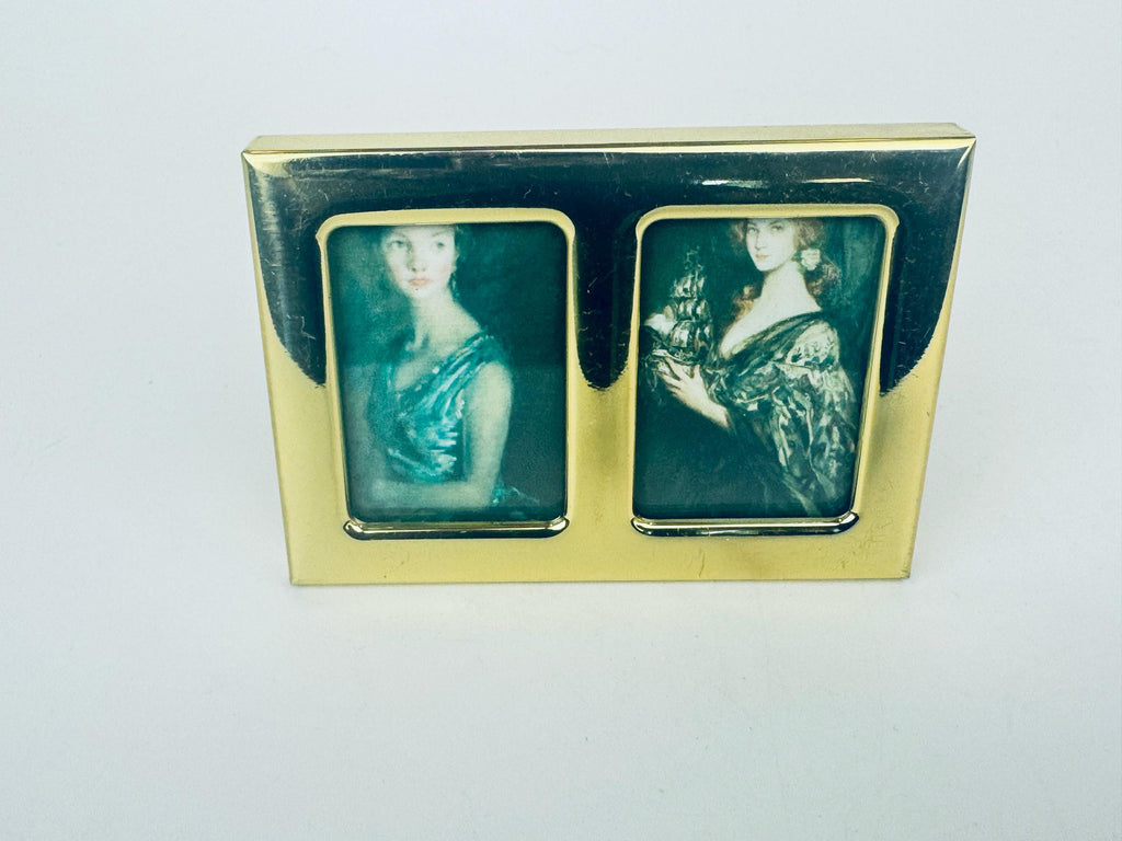 Product image for 'vintage solid brass tabletop duo picture frame made in korea' (view fce571)