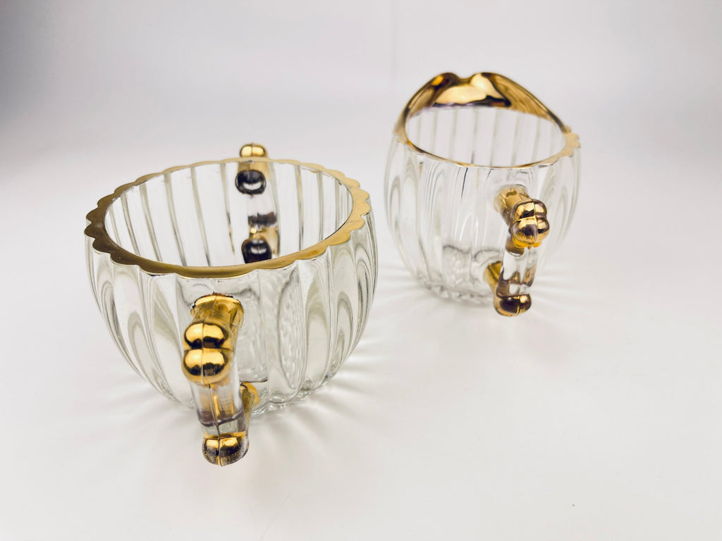 Product image for 'vintage jeanette hobnail glass cream sugar set gold rimmed top' (view 386372)