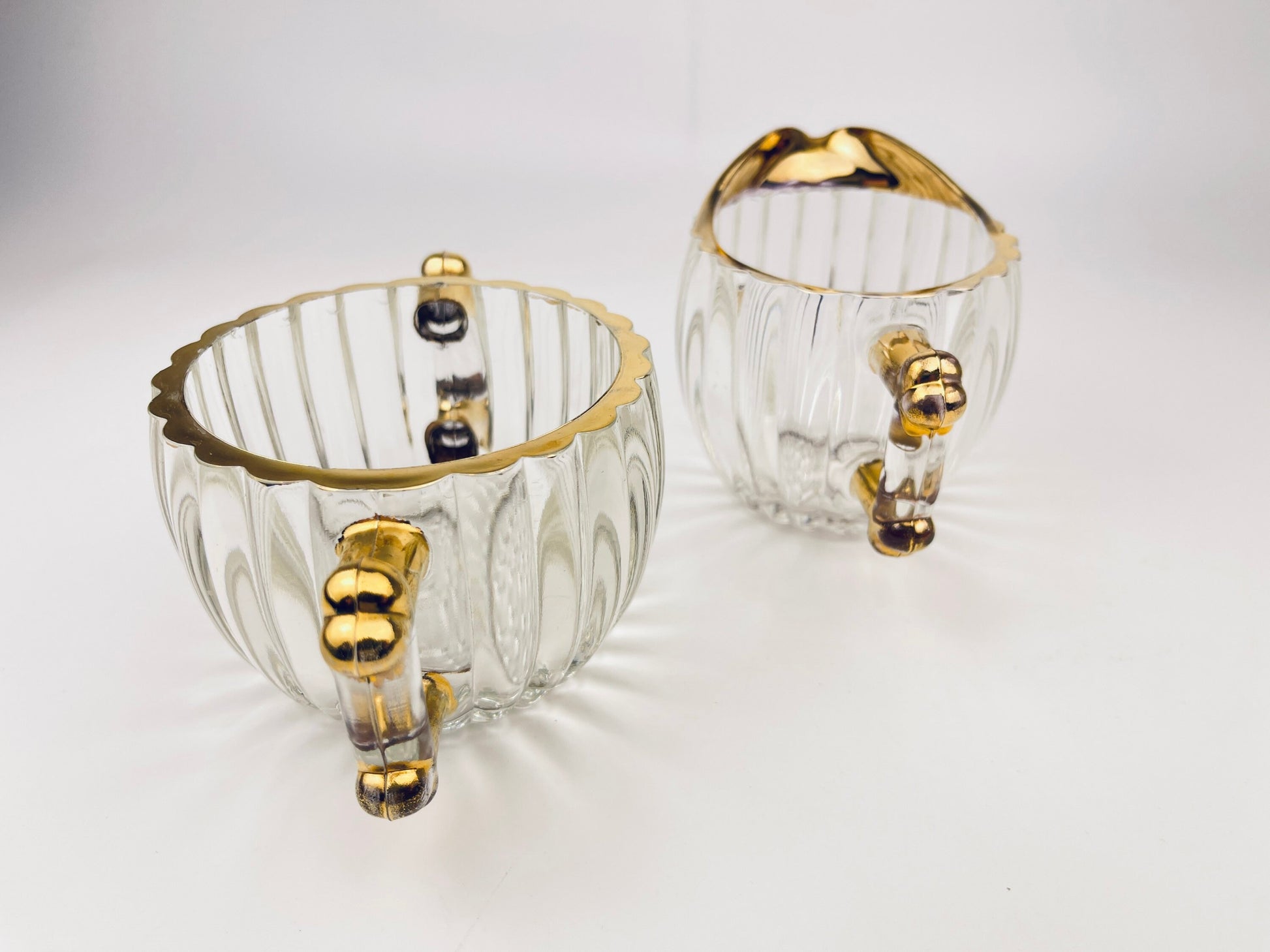 Product image for 'vintage jeanette hobnail glass cream sugar set gold rimmed top' (view 386372)