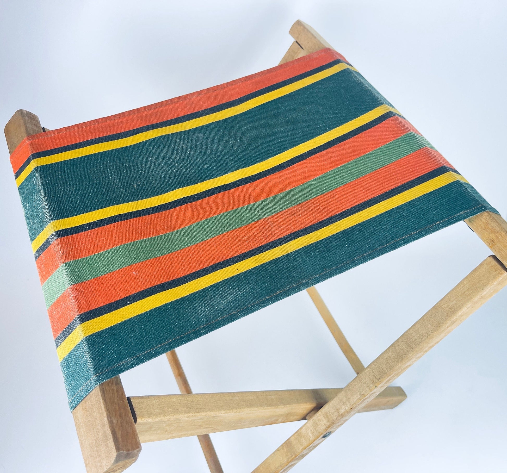 Product image for 'vintage folding wood striped cloth stool camping chair' (view b8a346)
