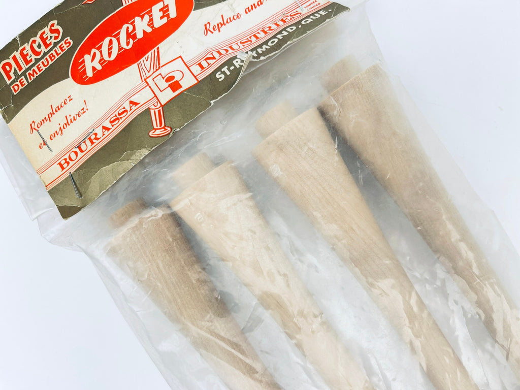 Product image for 'vintage rocket mid century modern tapered wood furniture legs set of 8 5 in original packaging' (view 0fed64)