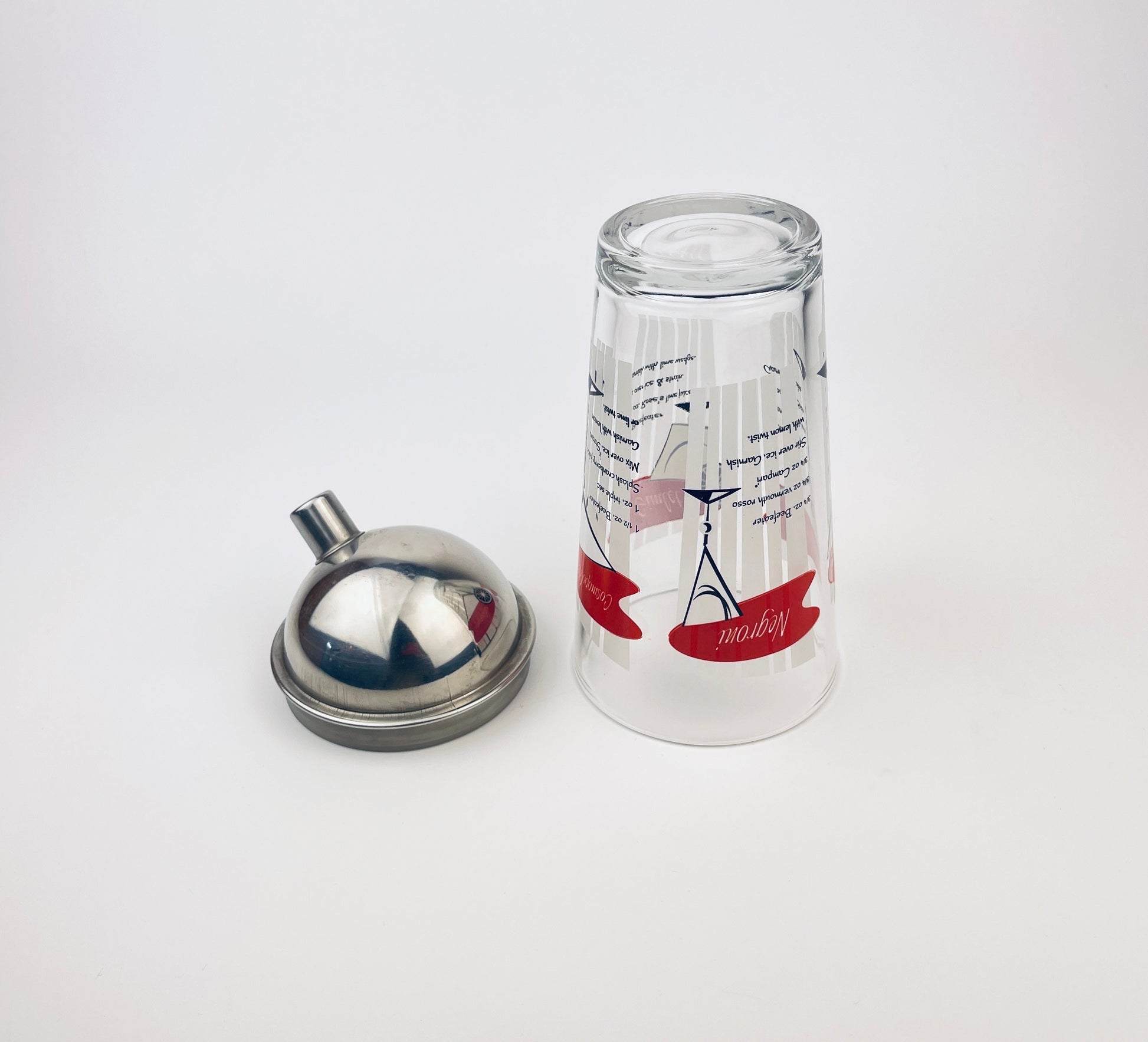 Product image for 'vintage libbey glass chrome metal cocktail shaker vintage cocktail recipes' (view c25aa8)