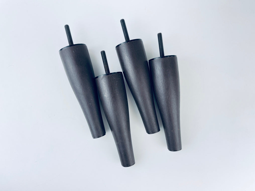 Product image for 'vintage mcm dark brown round faux wood replacement legs 6 set of four 4 patented 1979' (view 63305c)