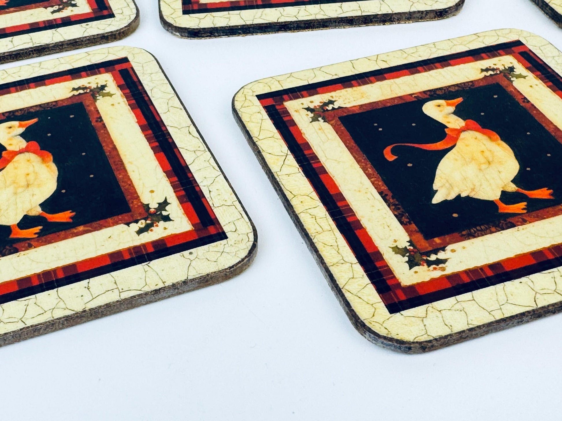 Product image for 'vintage pimpernel red bowchristmas goose coaster set set of six 6 made in england' (view 778b80)