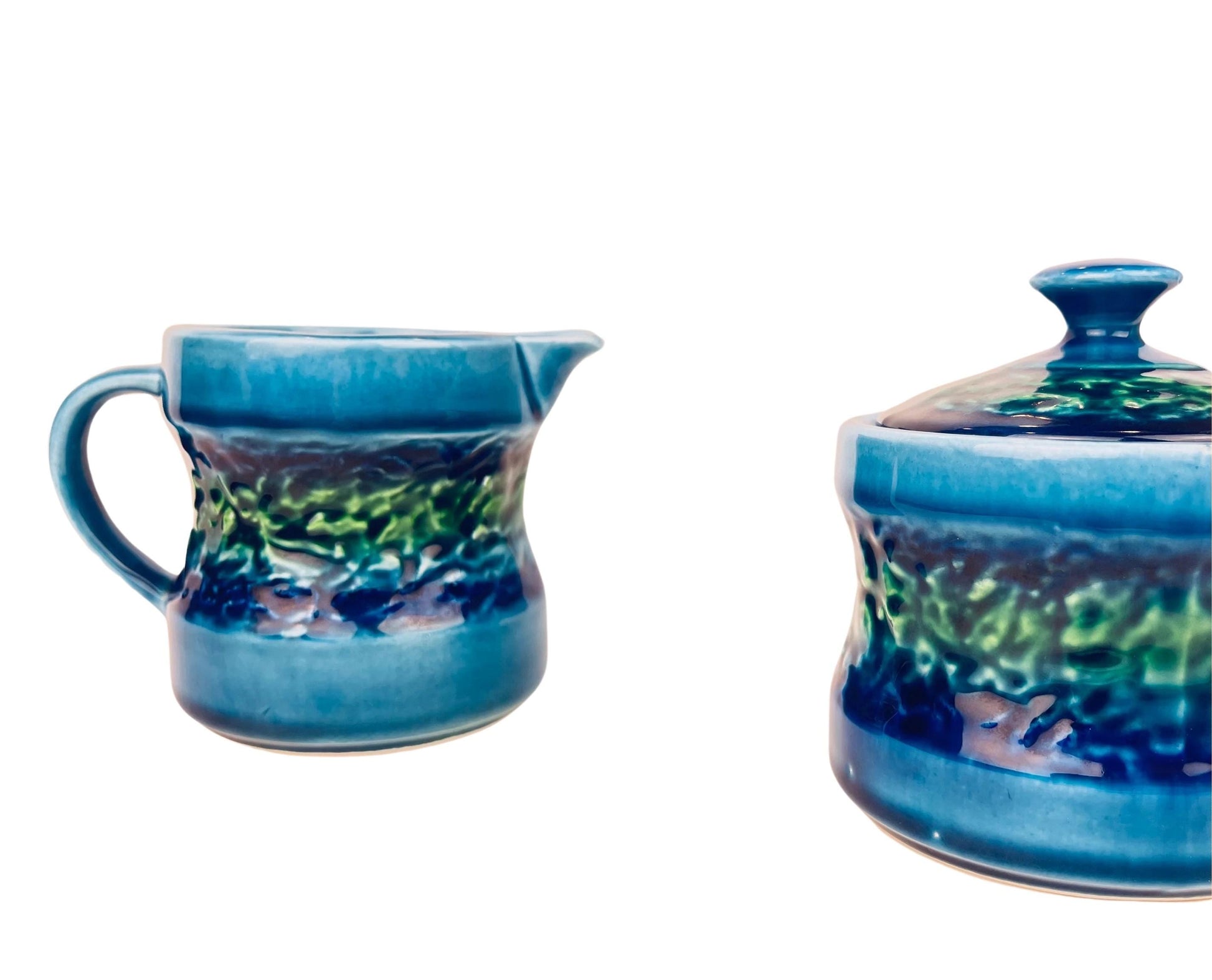 Product image for 'vintage japanese drip glaze cream sugar set blue green ceramic elegance' (view deaefc)