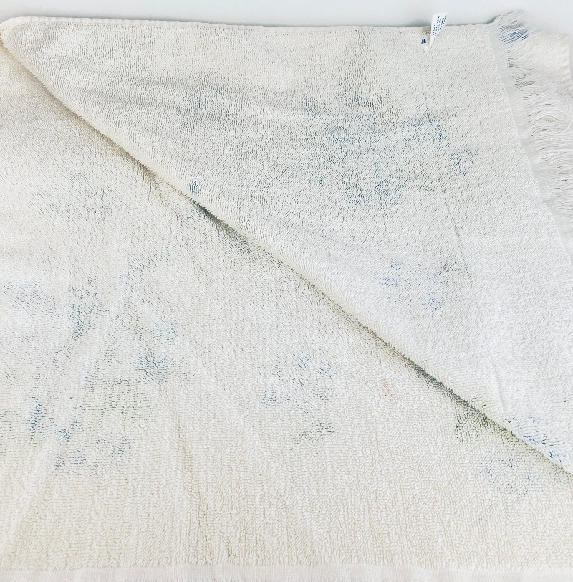 Product image for 'vintage blue floral fringe bath towel cotton rayon blend made in canada' (view e2ddcc)