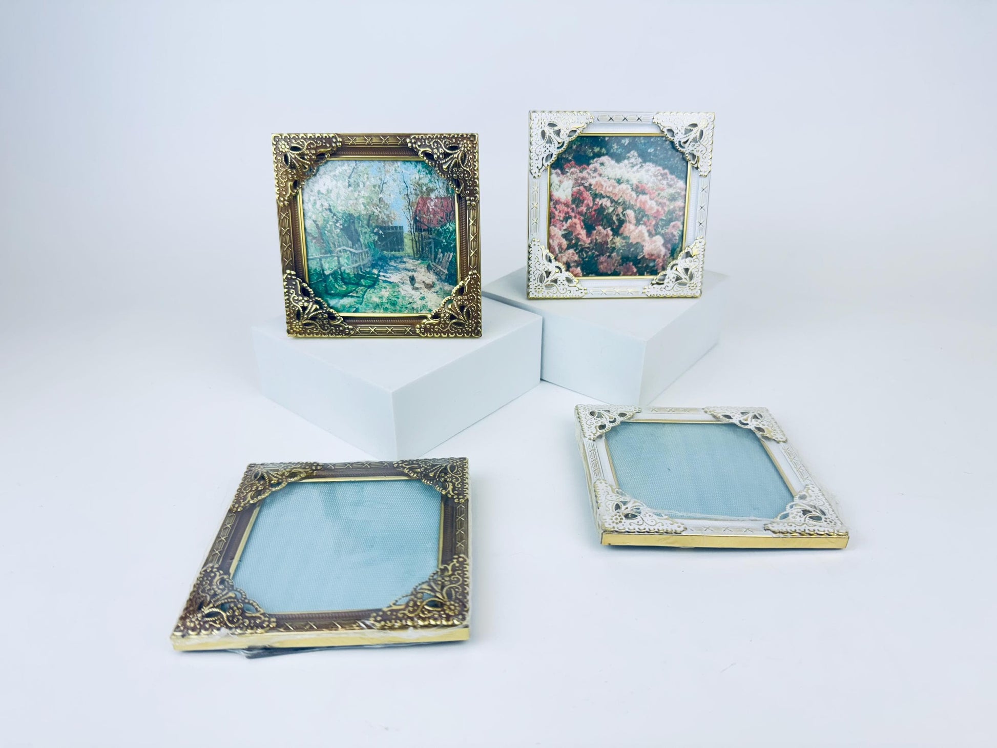 Product image for 'vintage ornate filigree square picture frames 3 x 3 new old stock sold separately' (view 001ce7)