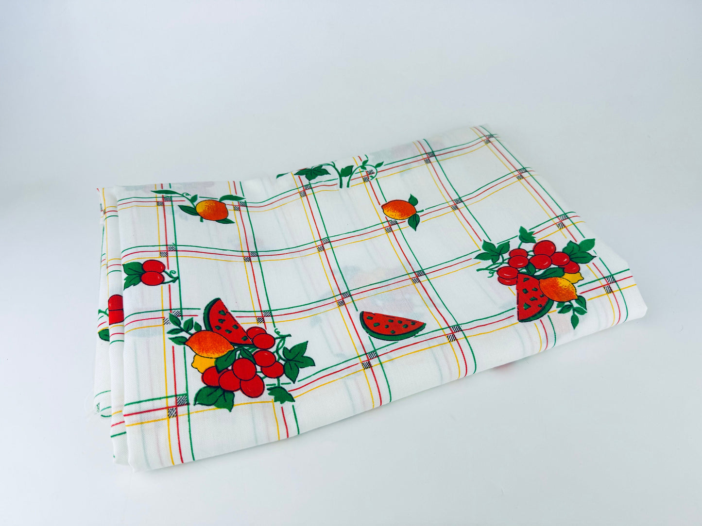 Tissu à carreaux vintage à motif de fruits - 122 x 122 cm - Matériel de pique-nique