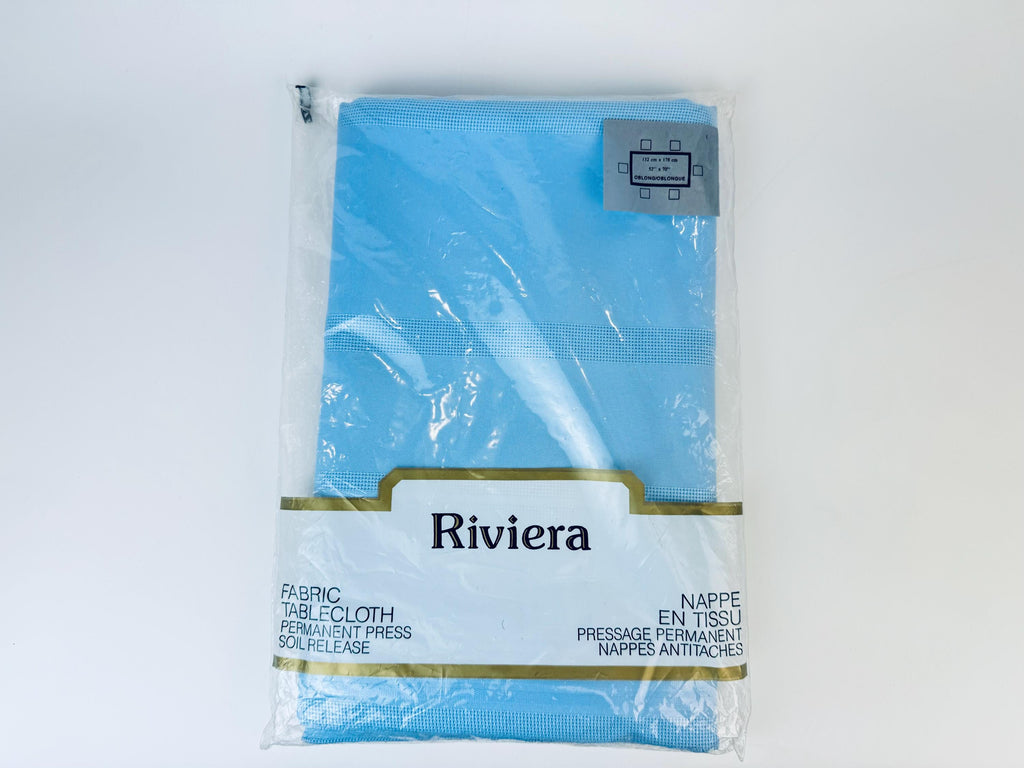 Product image for 'vintage riviera oblong rectangular light blue fabric table cloth 52 x 70 permanent press' (view 5199ad)